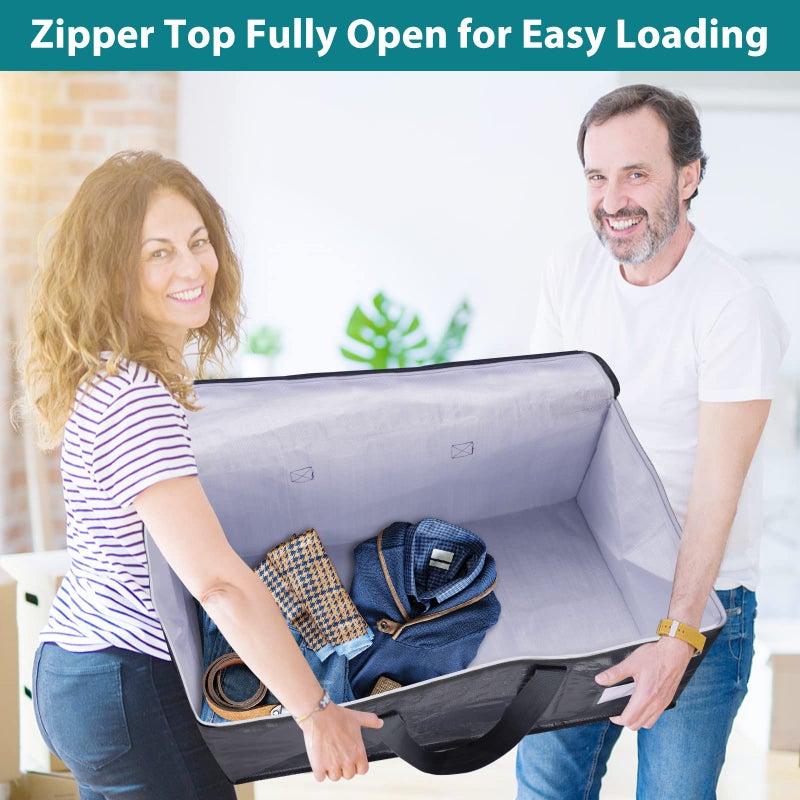 Fabspace Moving Boxes Heavy Duty Moving Bags with Strong Zippers and Handles Collapsible Moving Supplies, Storage Totes for Packing & Moving Storing 93L,8-Pack - Image 4