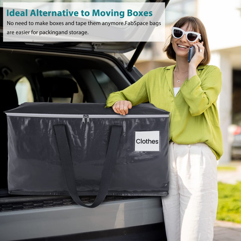 Fabspace Moving Boxes Heavy Duty Moving Bags with Strong Zippers and Handles Collapsible Moving Supplies, Storage Totes for Packing & Moving Storing 93L,8-Pack - Image 5