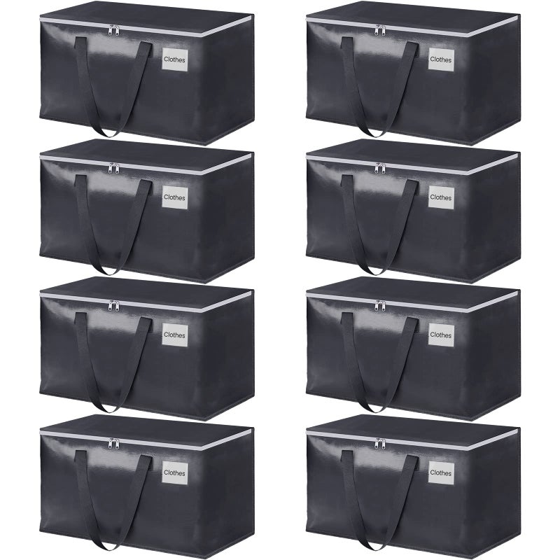 Fabspace Moving Boxes Heavy Duty Moving Bags with Strong Zippers and Handles Collapsible Moving Supplies, Storage Totes for Packing & Moving Storing 93L,8-Pack - Image 1