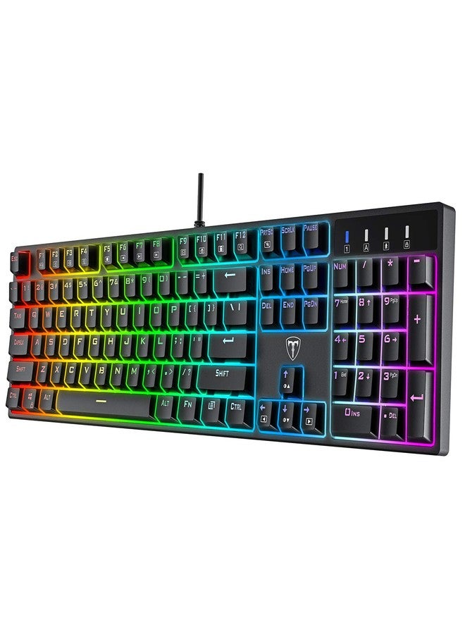 RisoPhy Mechanical Gaming Keyboard, Blue Switch USB Wired Keyboard, 20 RGB Light up Backlit Modes, 104 Key Full Size Clicky Keyboards, Anti-Ghosting/Spill-Resistant Rainbow LEDKeyboards for PC(Black) - Image 1