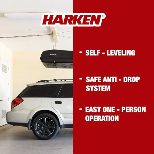 HARKEN نظام رفع هاركن خفيف الوزن لحمل البضائع للتخزين العلوي في المرآب، نظام رفع بأربع نقاط لحمل 60 رطل، زوارق، قوارب، تخزين (60 رطل كحد أقصى، سقف 16 قدم)، الطراز 7801.16 - Image 4