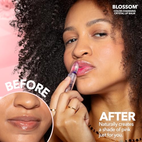 Blossom Lip Gloss Moisturizing pH Lip Balm, Strawberry Scented Color Changing Crystal Lip Stain Tint, Infused with Real Flowers, 3g, Red - Image 3