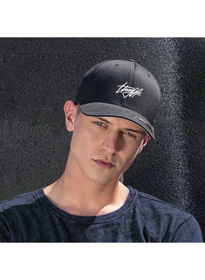 Flexfit Hard Top Embroidered Baseball Cap Men's Large Head Cirference Sun Protection Hat American Duck Tongue Cap Shows Small Face Black Black Xxl - Image 1