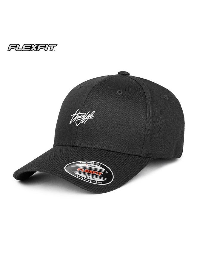 Flexfit Hard Top Embroidered Baseball Cap Men's Large Head Cirference Sun Protection Hat American Duck Tongue Cap Shows Small Face Black Black Xxl - Image 4