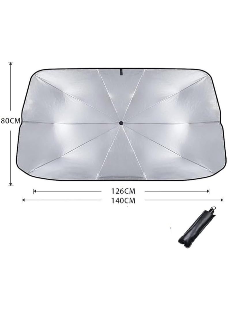 Alayjah, Car UV Reflective Windshield Sunshade Umbrella, Protect Your Skin, Protect Your Car Interior, Enhance AC Cooling, Foldable, Front Glass, Large Size 140X80 CM, Block UV Rays 10300010 - Image 2