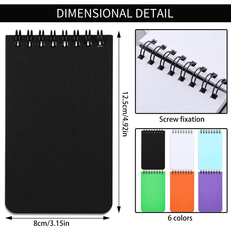 QiCheng Pocket Notebook Small Notepad Pocket Notepad Small Spiral Notebooks 3X5Inches (6-blank) - Image 2