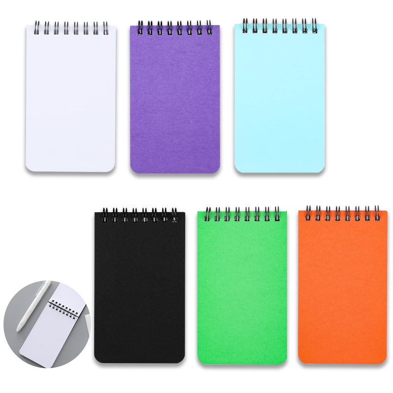 QiCheng Pocket Notebook Small Notepad Pocket Notepad Small Spiral Notebooks 3X5Inches (6-blank) - Image 1