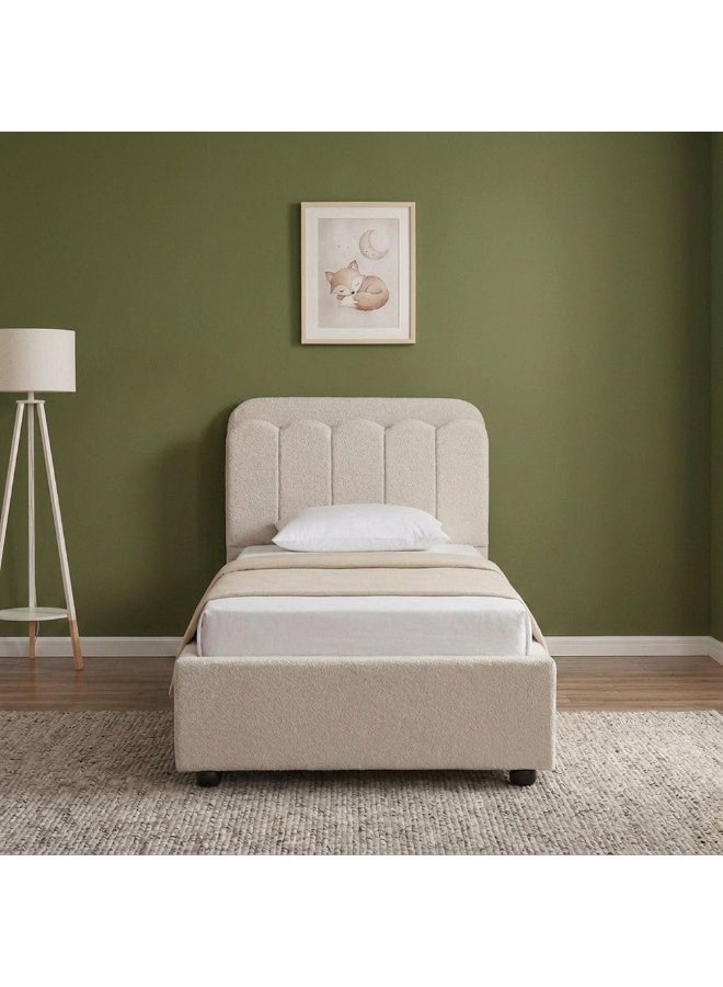 DANUBE HOME Maxillux Linea 90X200 Upholstered Kids Bed With USB | Modern Design Single Bed Frame Furniture | Comfortable Bed (Mattress Not Included) L227xW102xH106cm - Beige - Image 2