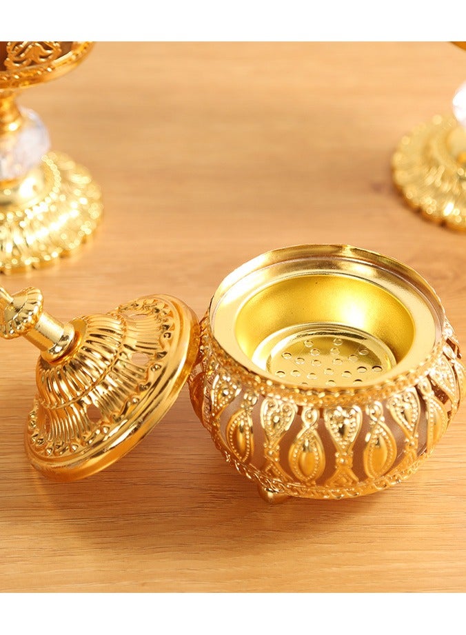 Gold Incense Holder, Frankincense Charcoal Incense Resin Holder, Bakhoor Incense Burner, Perfect for Aromatherapy Yoga Spa, Arabian Vintage Home Incense Burner - Image 3