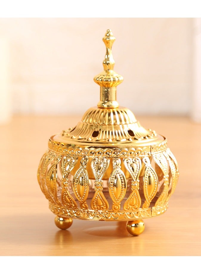 Gold Incense Holder, Frankincense Charcoal Incense Resin Holder, Bakhoor Incense Burner, Perfect for Aromatherapy Yoga Spa, Arabian Vintage Home Incense Burner - Image 1