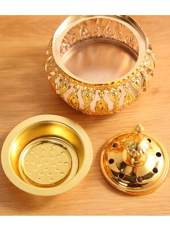 Gold Incense Holder, Frankincense Charcoal Incense Resin Holder, Bakhoor Incense Burner, Perfect for Aromatherapy Yoga Spa, Arabian Vintage Home Incense Burner - Image 5