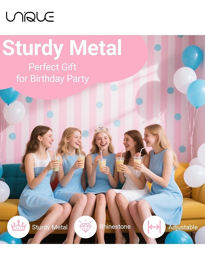 يونيك تاج فتاة الزهور، تاج الفراشة الأميرية - طوق رأس مرصع بالكريستال واللؤلؤ باللون الذهبي للأطفال والنساء والبالغات لأعياد الميلاد والزفاف وحفلات الكوينسينيرا وعروض الأزياء والرقصات المدرسية وحفلات العودة للمنزل وملابس حورية البحر (فراشة) - Image 5