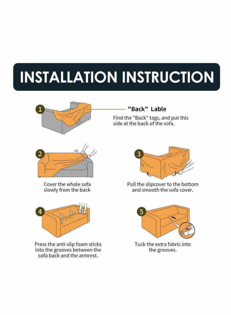 Captaintech Elastic Sofa Cover Printed Dustproof Anti-Slip for 3 Cushions Sofa Elastic Universal Furniture Cover with 1 Pillowcase (190-230cm, Black and White Spots) - Image 2