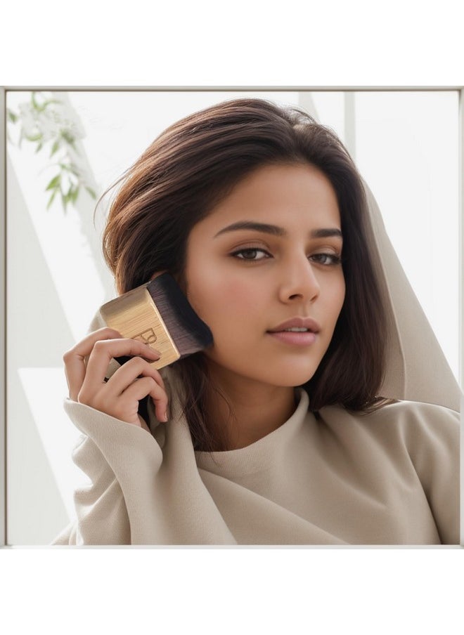 BS مول مجموعة فرش المكياج للجسم ذاتية التسمير من Bs-Mall مكونة من قطعتين | مقابض من الخيزران الطبيعي الصديق للبيئة | شعيرات صناعية فائقة النعومة | مثالية للاستخدام على الوجه والجسم، مثالية للسفر  - Image 5