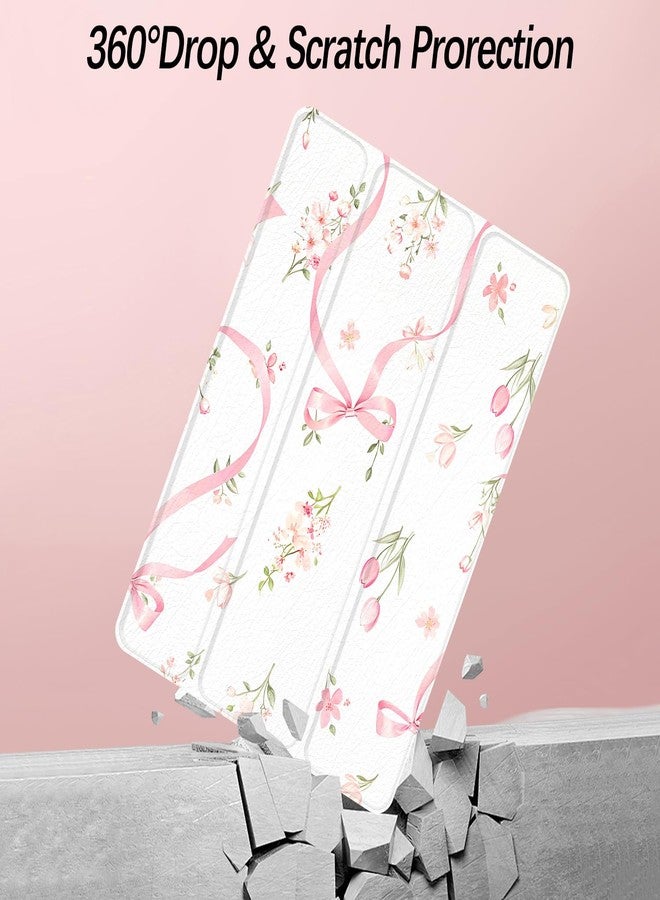 Xkladz Case for iPad 9th / 8th / 7th Generation (2021/2020/2019) 10.2 inch, Case with Pencil Holder, Stand Clear Back Cover Cute Cool Design for Women Girls, Auto Sleep/Wake, Bow Tulip - Image 5