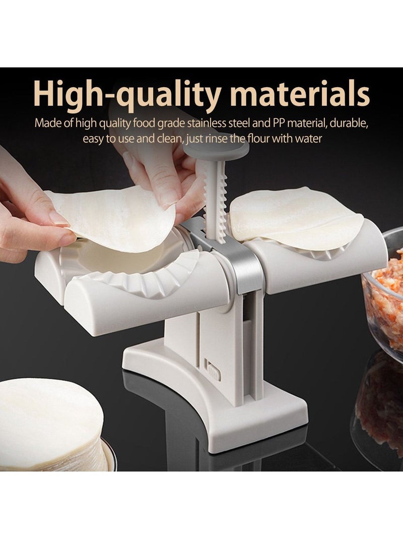 DubaiGallery Automatic Dumpling Maker Mold Manual Ravioli Press Machine Dumpling Press Set Double Heads Mold Make 2 at a Time Quick Dumpling Empanadas Pierogi Maker Tool for Home,Kitchen Restaurant - Image 4
