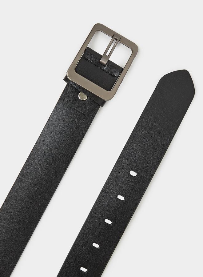 Styli Black Solid Belt with Buckle - Image 3