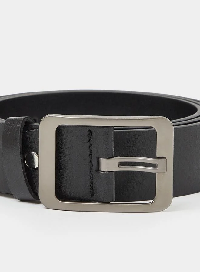 ستايلي Black Solid Belt with Buckle