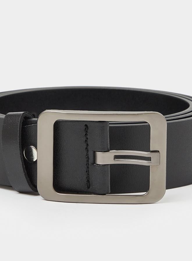 Styli Black Solid Belt with Buckle - Image 2