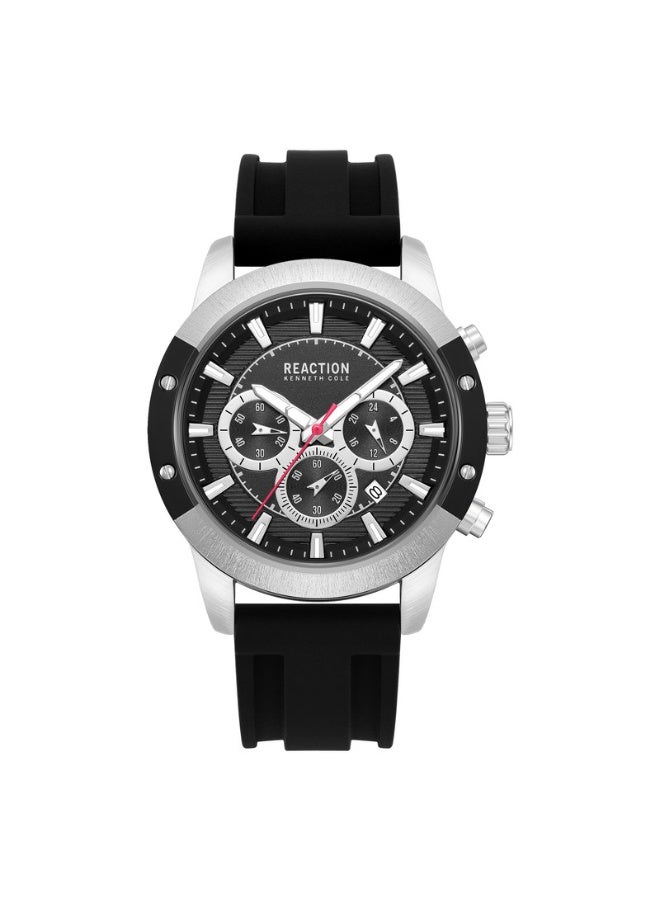 Kenneth Cole Reaction Men's Chronograph Black Dial With Silicone Strap Watch - 45mm - Image 1