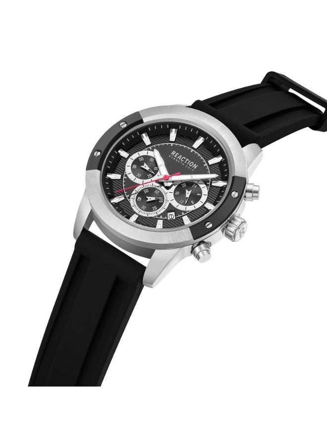 Kenneth Cole Reaction Men's Chronograph Black Dial With Silicone Strap Watch - 45mm - Image 3