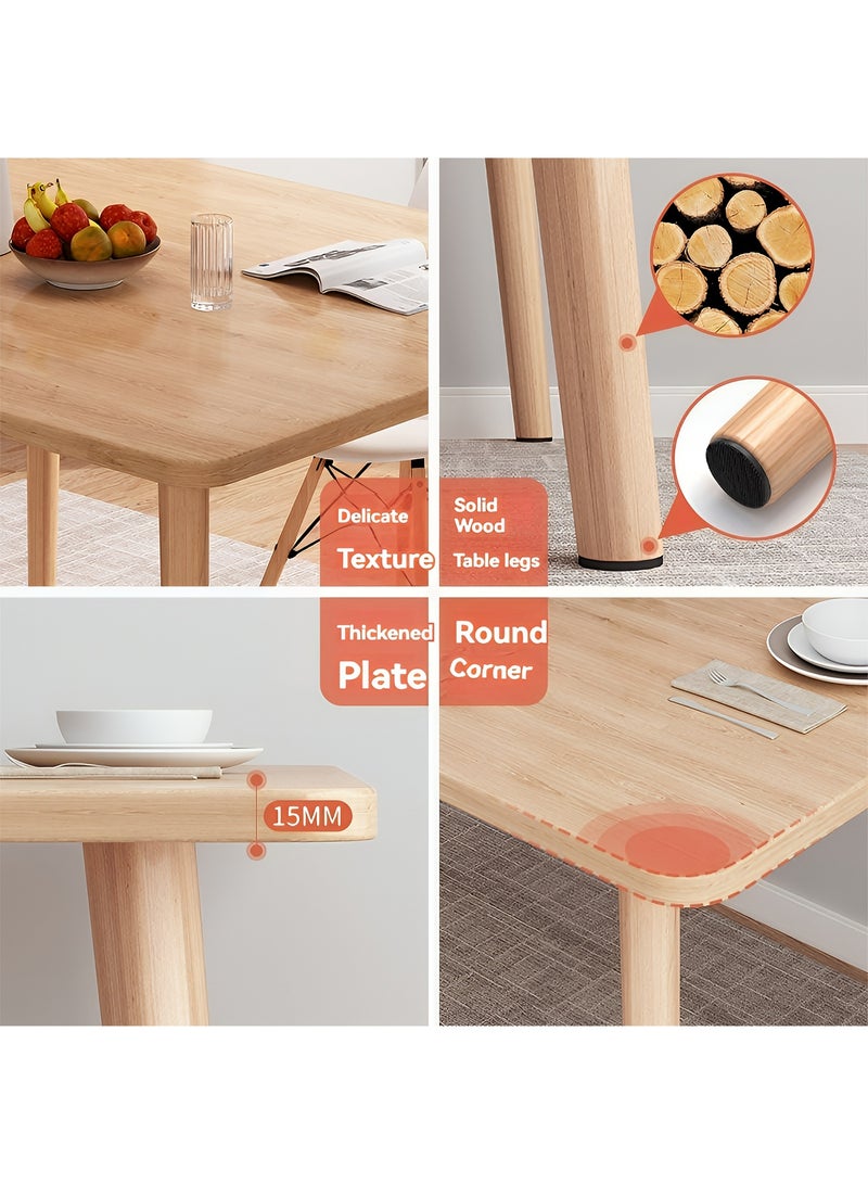M-Smart 3-Piece Dining Table Set -  Solid Wood Dining Table 80x80x73CM with 2 Modern and Comfortable High-Quality Plastic Beige Chairs - Image 5