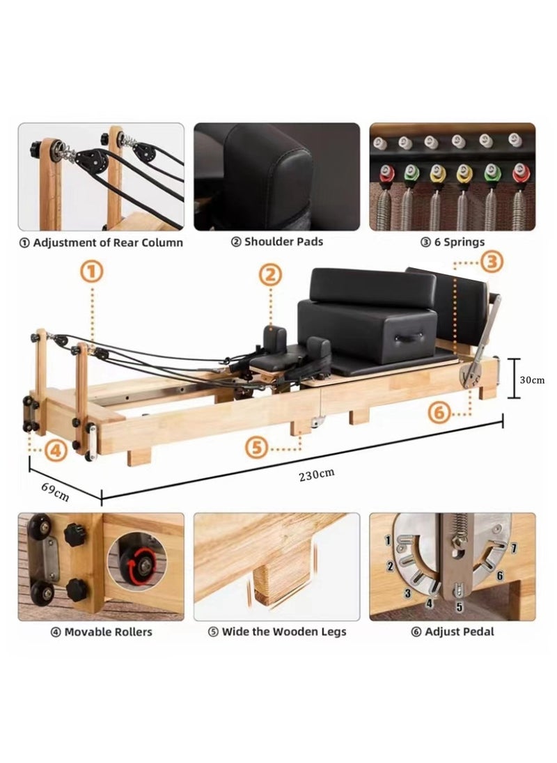 Cool Baby Style COOLBABY Pilates Core Bed Yoga Bed Sports Solid Wood Pilates Equipment Home Stretch Home Stretch Training Fitness Equipment Foldable  - Image 5