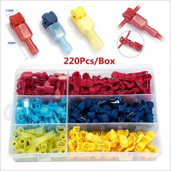 Cross-Border special 220PCs T-type non-broken wire terminal main line Ant clip nylon insert fully insulated terminal 220PCs boxed 