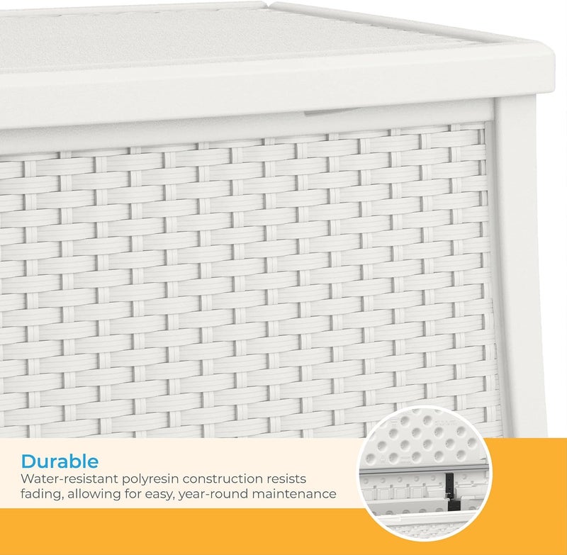 Suncast Elements Coffee Table with Storage WeatherResistant Hinged Lid Spacious 30 Gal Hidden Storage Ideal for Patios and Outdoor Spaces Ice Cube Made in the USA
