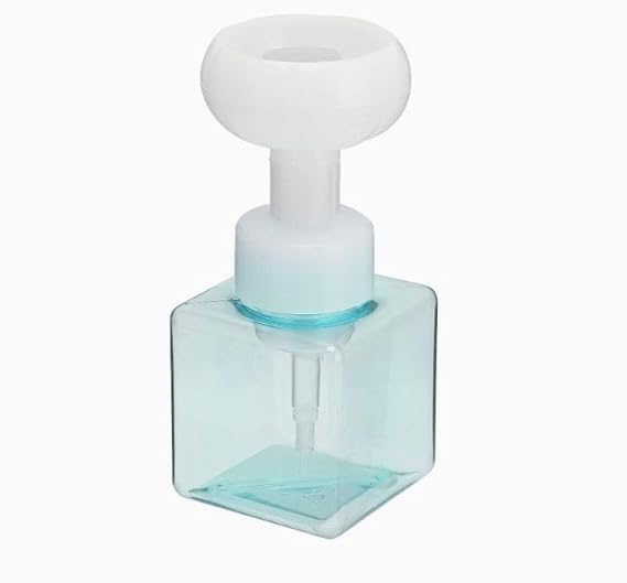 MVM Enterprise Foam Pump Bottle Foam Dispenser Bottle Small and Portable with LargeCaliber Design for Distribute Lotion Shampoo Shower Gel EtcSquare Transparent Blue Flower Sparkling Bottle1pc - Image 1