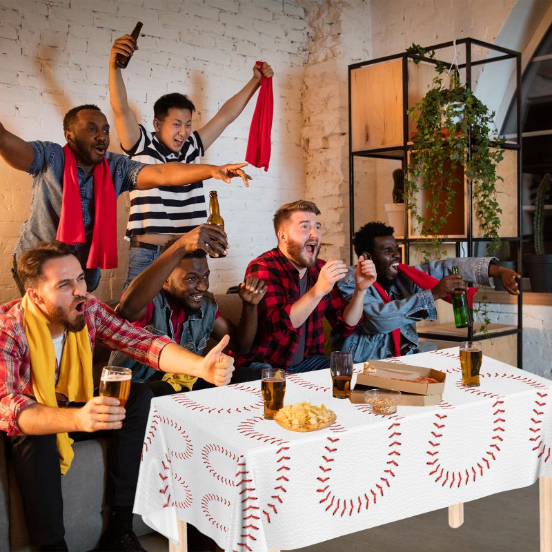 XIENBLOC 3pcs Baseball Tablecloths Baseball Birthday Party Supplies Disposable Plastic Table Cloths Rectangle Waterproof Table Cover for Baseball Sports Theme Party Decorations 54"x108" - Image 5
