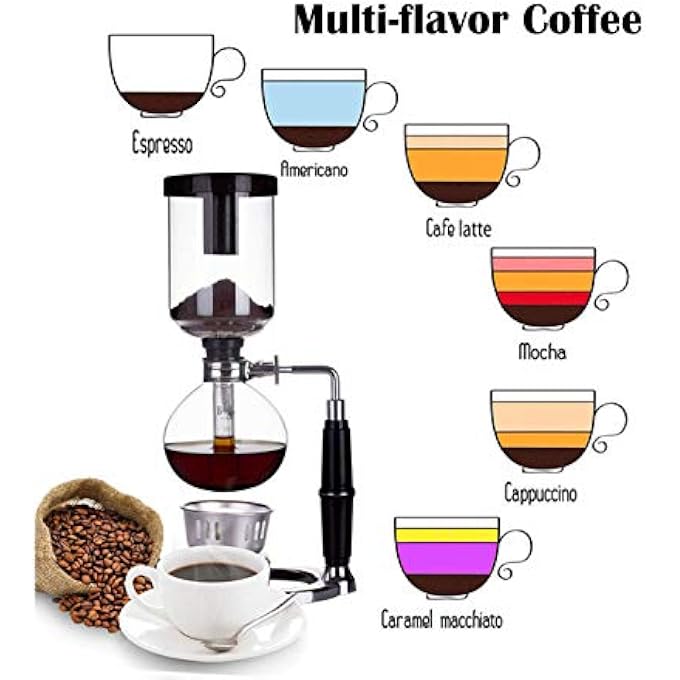 Moonmen Siphon Coffee Maker Home Balance Manual Coffee Machine With Alcohol Lamp Elegant Design For Home Cafes And Offices 5 Cups - Image 3