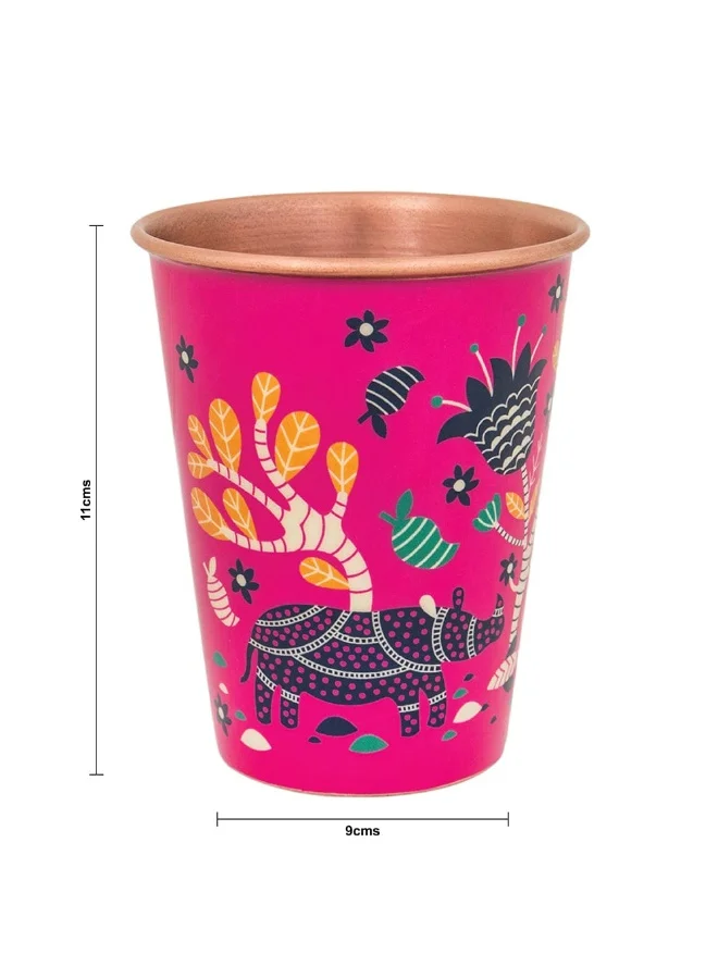 Chumbak Jungle Folk Copper Tumbler - Large, 400ml