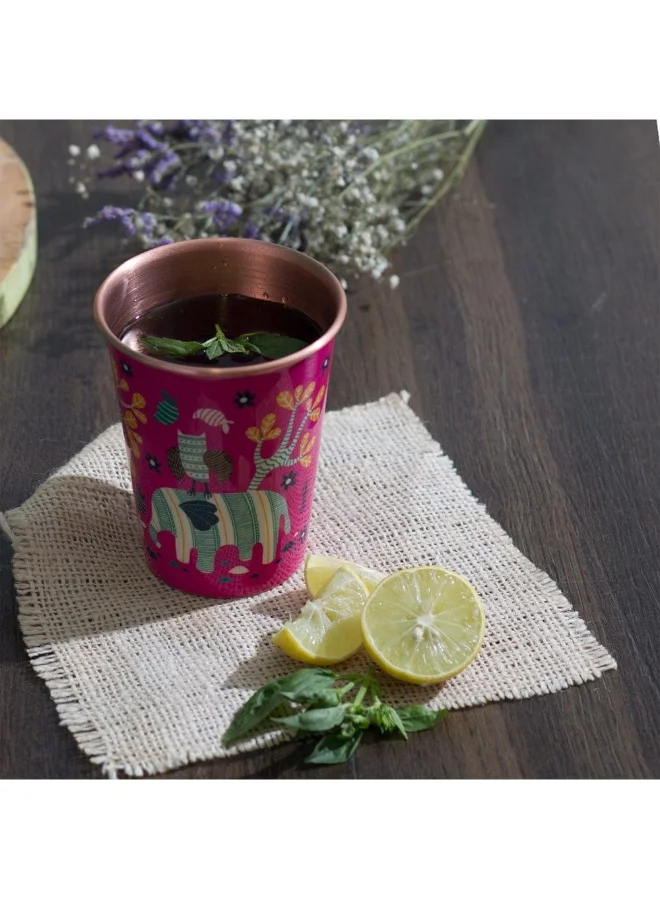 Chumbak Jungle Folk Copper Tumbler - Large, 400ml