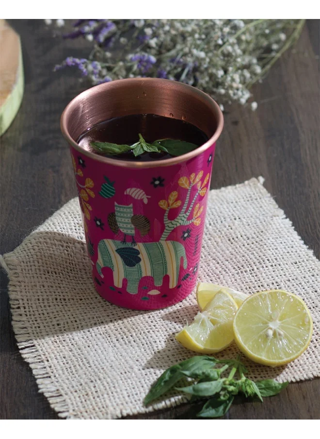 Chumbak Jungle Folk Copper Tumbler - Large, 400ml