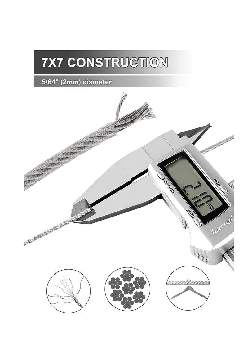 Generic - Wire Cable Railing Kit 164ft Stainless Steel Rope Coated Garden for Support System Clotheslines Hanging Lights with Thimbles Crimping Sleeves Clips Screwdrivers - Image 1