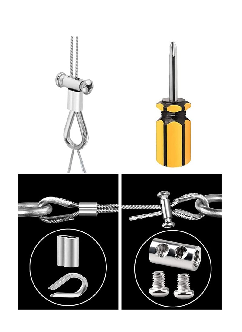Generic - Wire Cable Railing Kit 164ft Stainless Steel Rope Coated Garden for Support System Clotheslines Hanging Lights with Thimbles Crimping Sleeves Clips Screwdrivers - Image 1