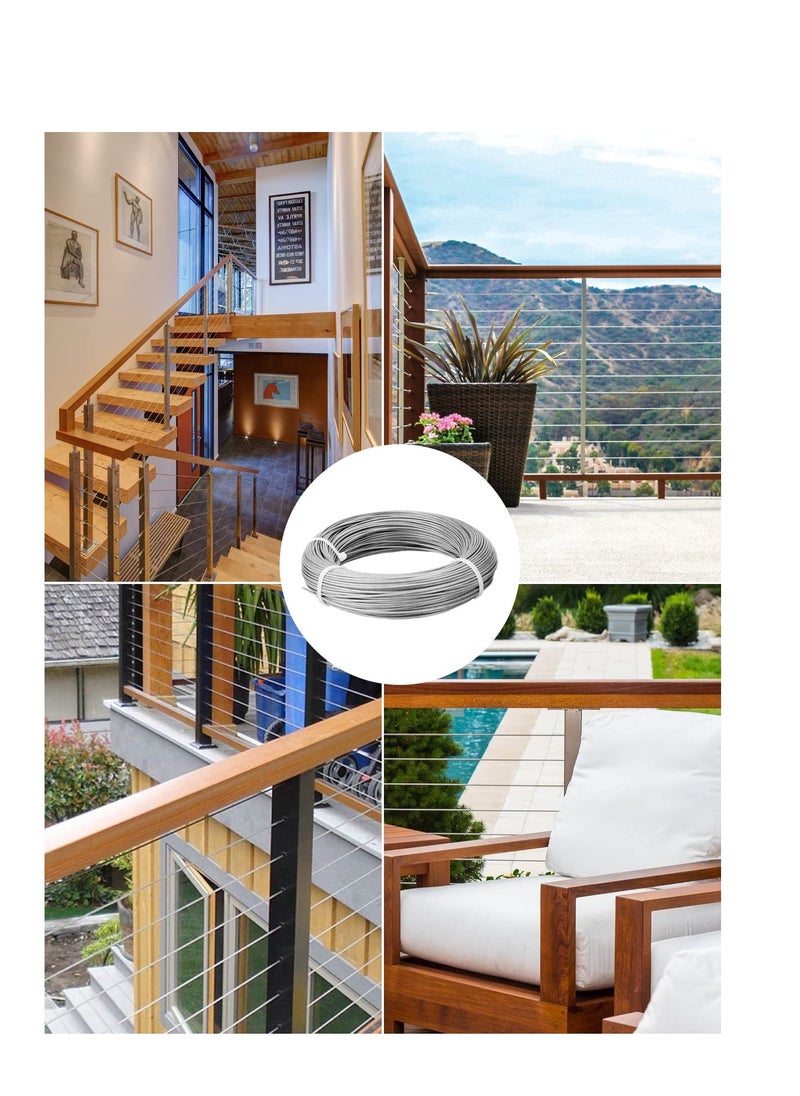 Generic - Wire Cable Railing Kit 164ft Stainless Steel Rope Coated Garden for Support System Clotheslines Hanging Lights with Thimbles Crimping Sleeves Clips Screwdrivers - Image 1