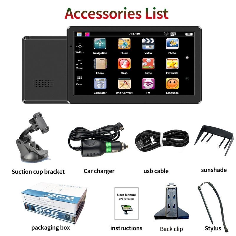 E-Commerce Portable 7-Inch Car Gps Navigator Truck Universal Navigation Car North American Sunshade - Image 5