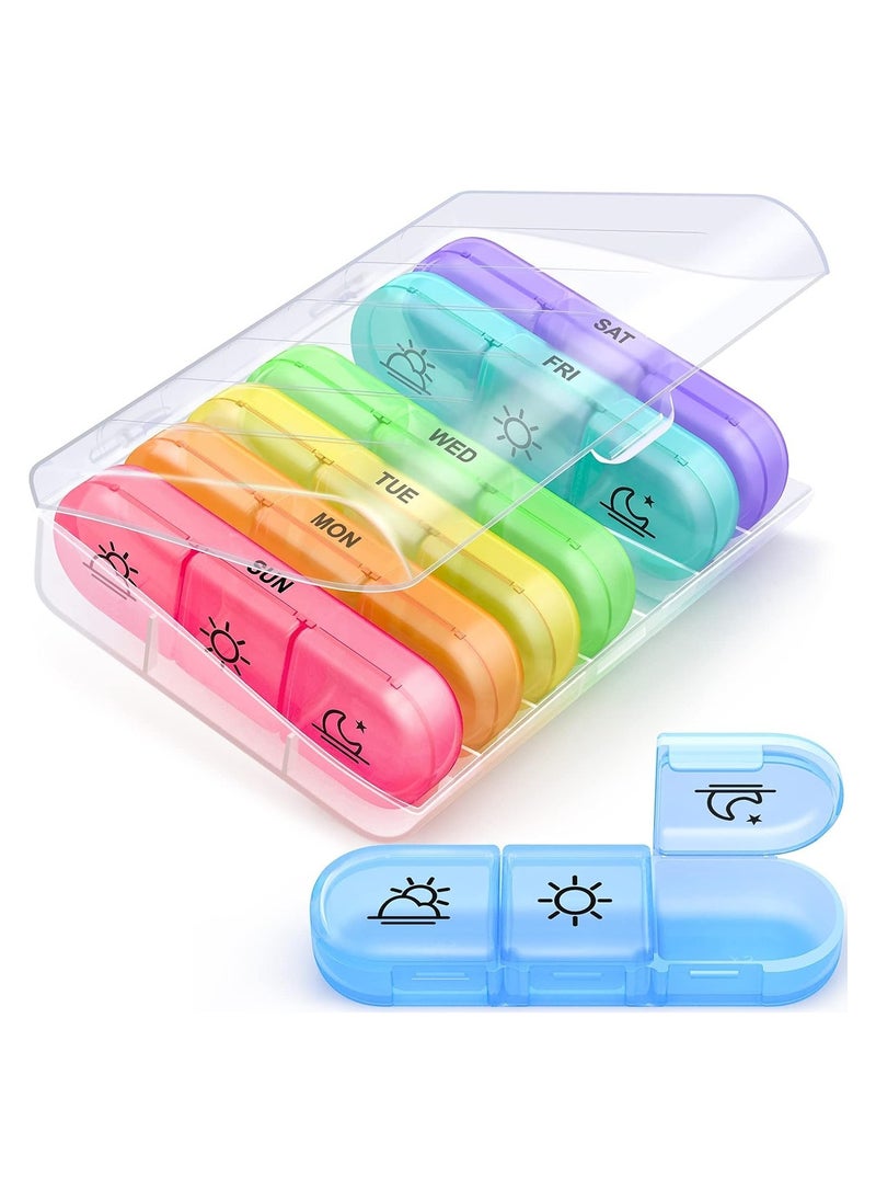 iMissiu - Weekly Pill Organizer 3 Times a Day, Compact Pill Box 7 Day with Roomy Pill Case and Sturdy Design - Image 1
