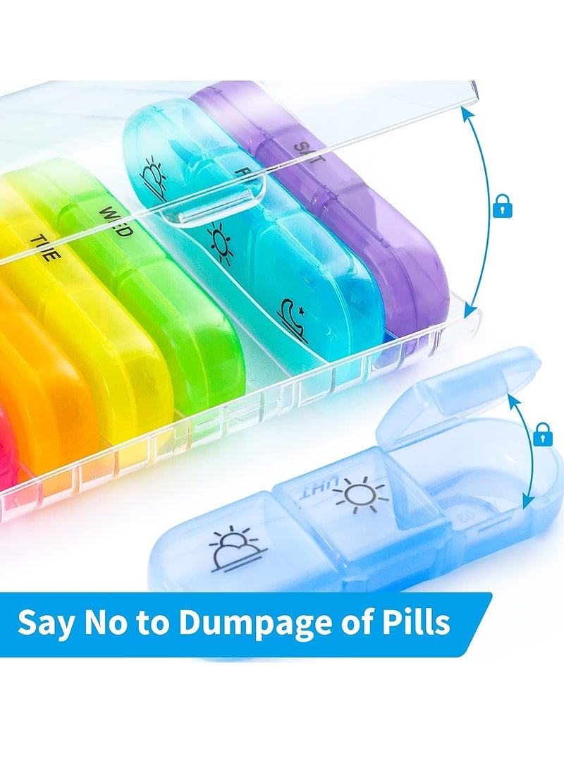 iMissiu - Weekly Pill Organizer 3 Times a Day, Compact Pill Box 7 Day with Roomy Pill Case and Sturdy Design - Image 1