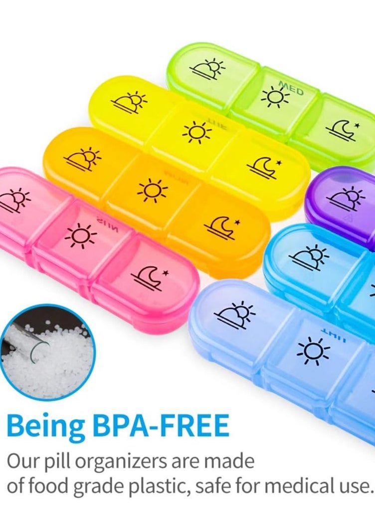 iMissiu - Weekly Pill Organizer 3 Times a Day, Compact Pill Box 7 Day with Roomy Pill Case and Sturdy Design - Image 1