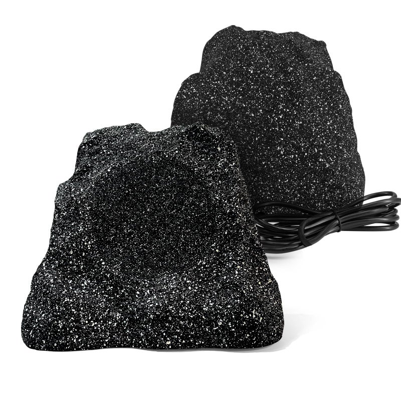 Herdio Outdoor Rock Bluetooth Speakers Wired IPX7 Waterproof 200 Watt Resin Material All Weather for Deck Pool Backyard Patio Garden BBQ 1 Pair Black - Image 2