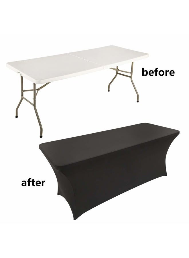 LZY Spandex Fitted Stretch Table Cover for 6 ft or 4ft or 8ft Folding Table, Rectangular Cocktail Tablecloth, Perfect for Party or Banquet (6FT Black) - Image 4