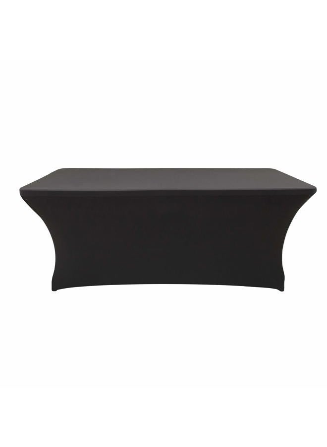 LZY Spandex Fitted Stretch Table Cover for 6 ft or 4ft or 8ft Folding Table, Rectangular Cocktail Tablecloth, Perfect for Party or Banquet (6FT Black) - Image 2