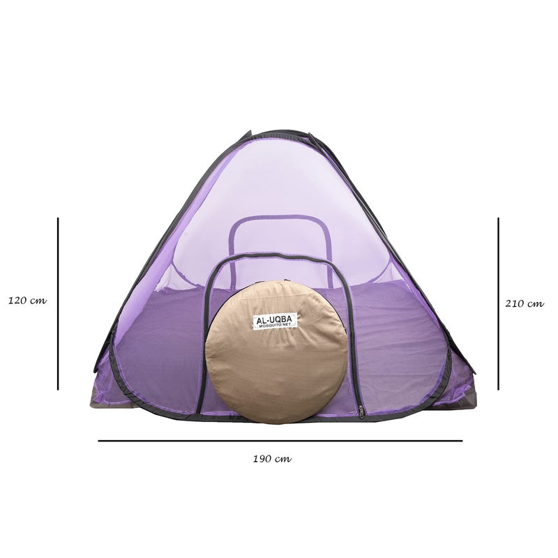 AL-UQBA® Foldable Polyester Adults Double Bed King Size with (6.5 x 6.5 f t) Mosquito Net (Purple) - Image 2