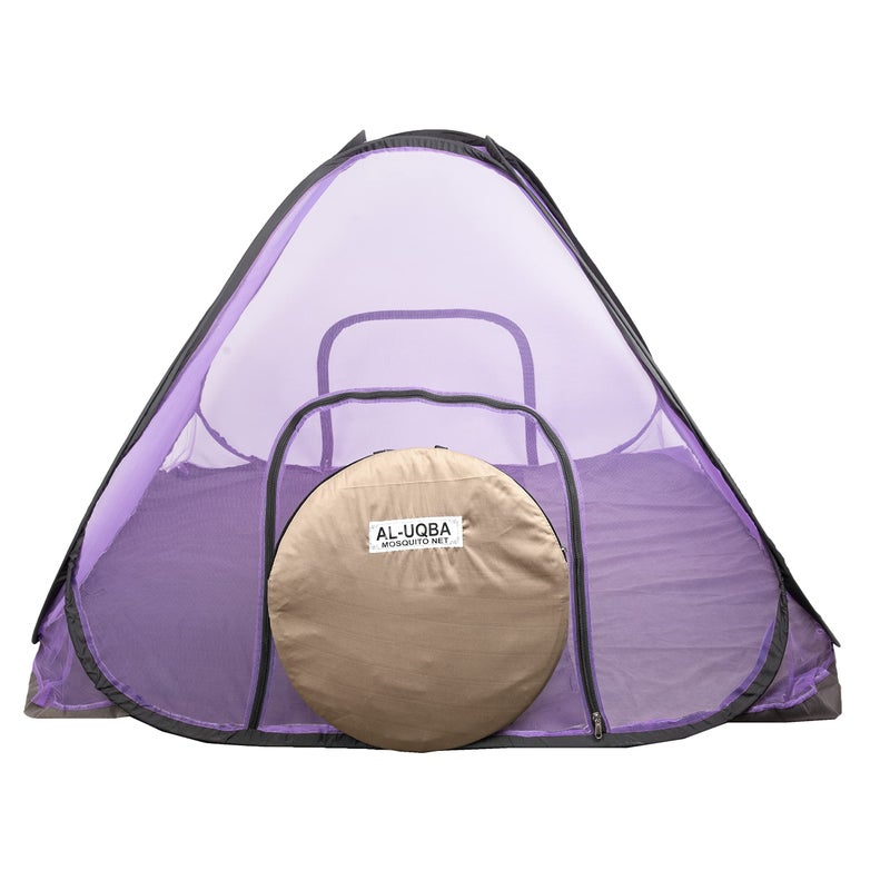 AL-UQBA® Foldable Polyester Adults Double Bed King Size with (6.5 x 6.5 f t) Mosquito Net (Purple) - Image 1