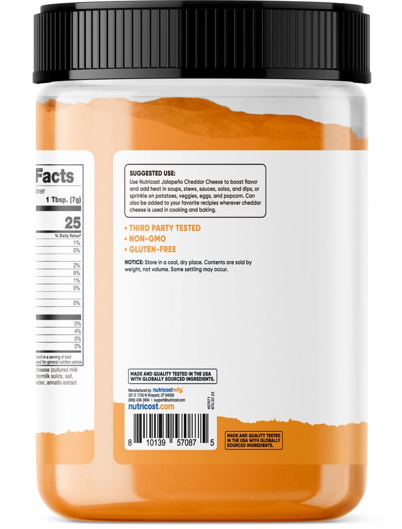 Nutricost Pantry Jalapeno Cheddar Cheese Powder (2.5 Pounds Per Bottle) - Powdered Cheese :: Great for Snacks, Cooking, Baking, Popcorn, and More! - Image 4