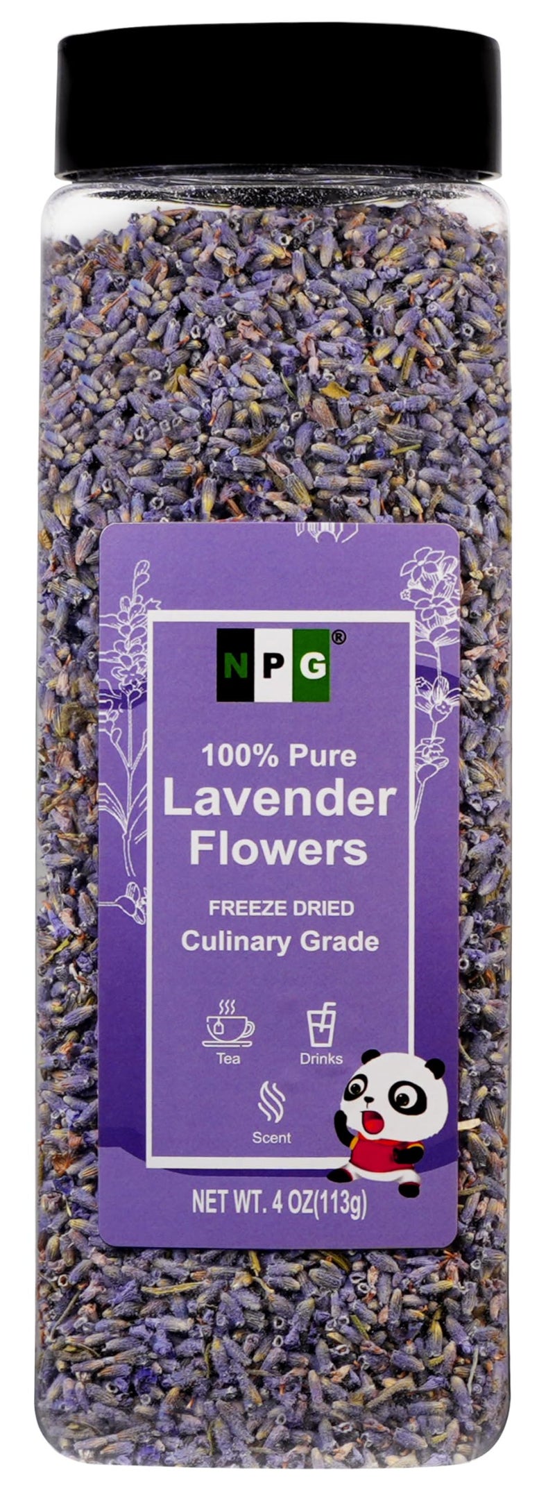 NPG Freeze Dried Lavender Flowers 4 Oz, Culinary Grade Lavender Buds for Tea, Baking, DIY Soap, Candle Making, Potpourri, Natural Fragrance Sachets, All-Natural, Non-GMO, Gluten-Free - Image 1