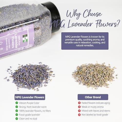 NPG Freeze Dried Lavender Flowers 4 Oz, Culinary Grade Lavender Buds for Tea, Baking, DIY Soap, Candle Making, Potpourri, Natural Fragrance Sachets, All-Natural, Non-GMO, Gluten-Free - Image 5